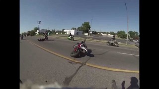 Watch Out For That Bike- Motorcyclist gets hit after he wrecks himself